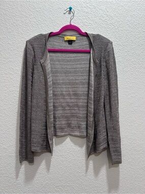 St. John Collection Open-Front Metallic Taupe Women's Sweater size Small EUC